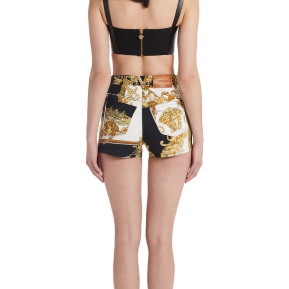 VERSACE Renaissance Print Denim Shorts - Picture 3 of 13